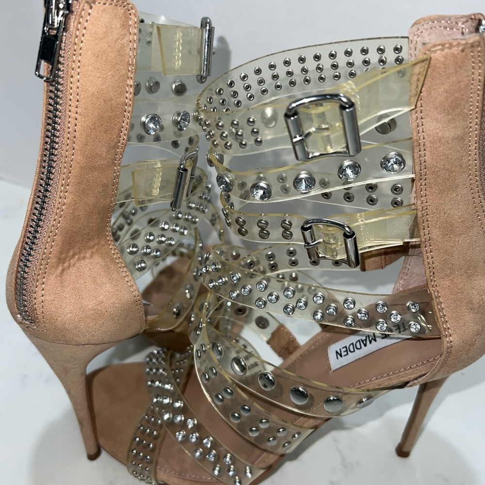 Steve Madden Tan Studded Stiletto Heels - Picture 9 of 16